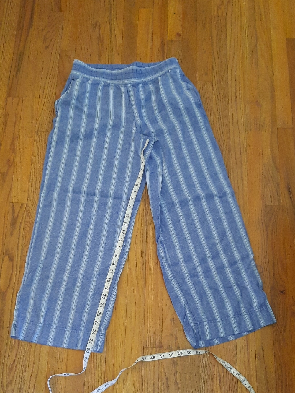 Old Navy Blue Striped Wide Leg Linen Pants